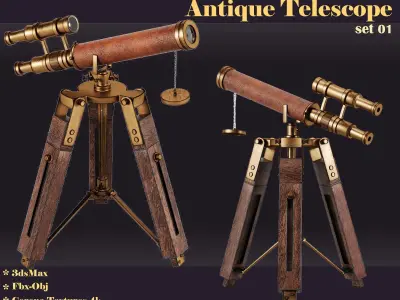 antique telescope 01 3D model