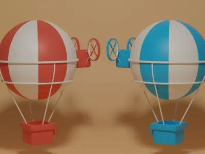 Cartoon Hot Air Balloon 3D model