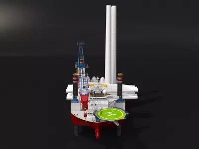 Offshore Wind Farm Construction Vessel 3D model