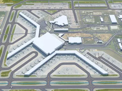 Indira Gandhi International Airport 10km Low-poly 3D model