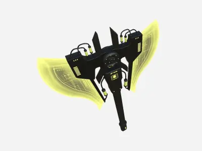 SciFi War Axe B05 Black Yellow - Sci Fi Weapon Design Low-poly 3D model