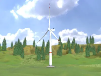 Wind turbine V1 H-115 RD 172m Animation and Foundation Low-poly 3D model