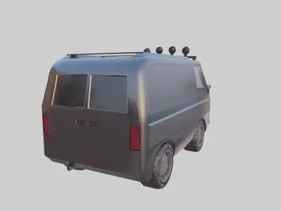 Van 3D Model Game Ready silver Free low-poly 3D model