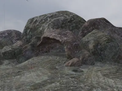 Rock Cave with textures and separate extra rocks set Low-poly 3D model