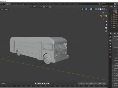 Old Transport Bus 3D model