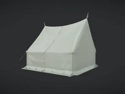 military-style canvas tent 3D model
