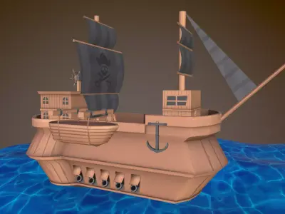 Free Stylized Ship Free low-poly 3D model