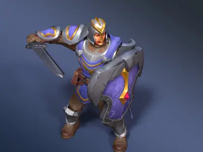 Footman warrior - Rigged Animated Low-poly 3D model