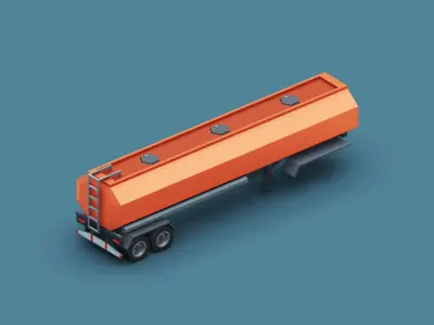Cartoon Stylized  Tank Semi Trailer Low-poly 3D model