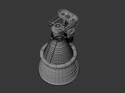 Saturn V F-1 Rocket Engine Cluster - Apollo Launch Booster 3D model