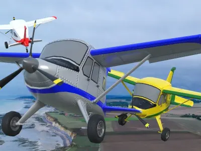 Rigged low poly cartoon airplane Low-poly 3D model
