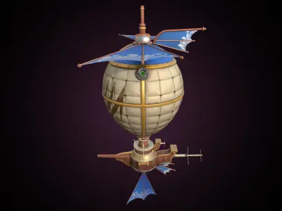 Stylized Solarpunk Airship 3D model