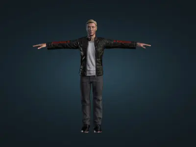  Man Body Leather Jacket 3d Model  Free low-poly 3D model
