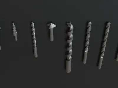 Drill Bit Models Low-poly 3D model