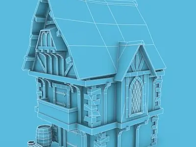 Medieval Building 16 Merchant Shop Low-poly 3D model
