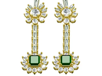 Antique Vintage Style Dangle Hoop Earring 3D print model