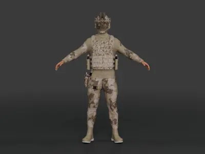 Elite Tactical Operative  Military Character with Rig  Assets Low-poly 3D model