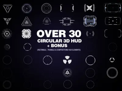 Sci-Fi Hud Elements + Bonus 3D model