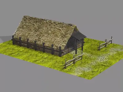 Medieval Viking House 04 Game Ready Low-poly 3D Model Low-poly 3D model
