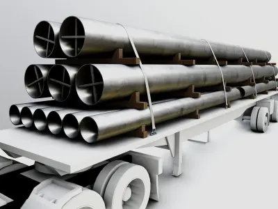 CARGO MODELS FOR TRUCK TRAILER-Pipes Type-1 3D model