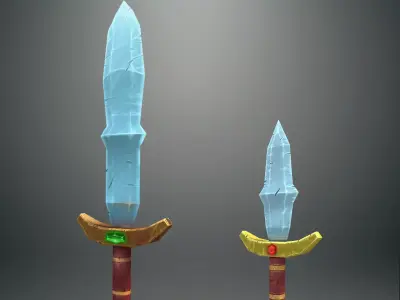 Sword and Dagger stylized Low-poly 3D model