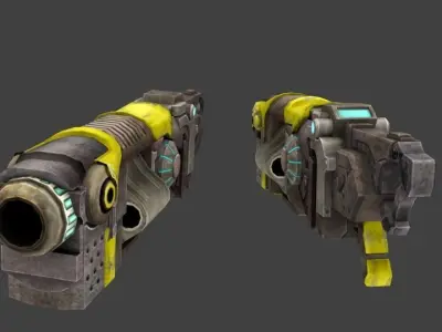 sci fi rocket launcher gun 3d low poly model Low-poly 3D model