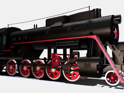 Animated Freight Steam Locomotive L-3055 Low-poly 3D model
