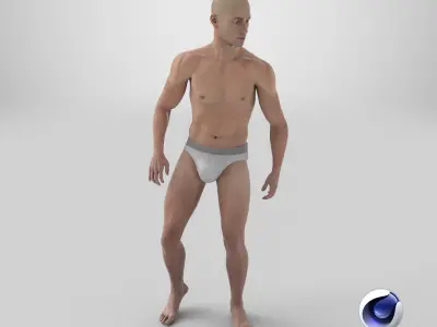Athletic Male Figure in Underwear 3D model