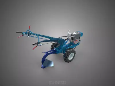 POWER TILLER TRACTOR HAND AGRICULTURAL MACHINE PLOW PLOUGH MOUNT 3D model