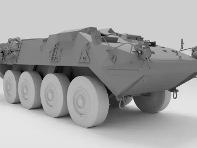 Stryker armored vehicle with gun Low-poly 3D model