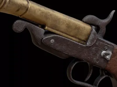 Hammer Pinfire Blunderbuss Pistol Low-poly 3D model
