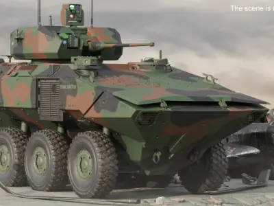 US Amphibious Combat Vehicle ACV with 30mm Gun Rigged 3D model
