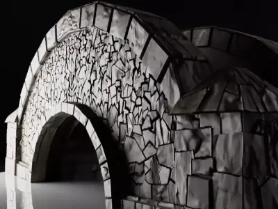 Detailed Stone Arch Bridge 3D model