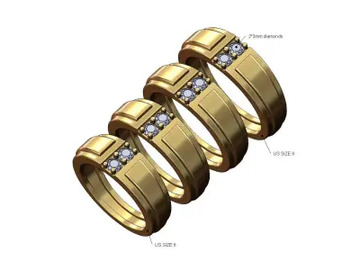 Diamond art and deco band US sizes 6to9 3D print model