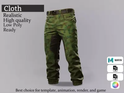 Military Camo Pants Low-poly 3D model