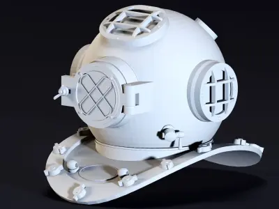 3 Old Diving Helmets- High detail 3d models Low-poly 3D model