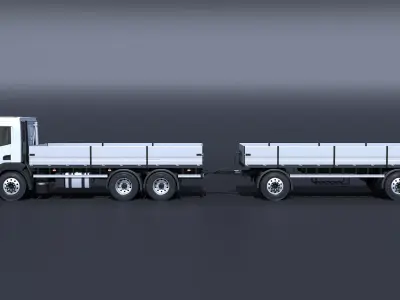 Generic Cargo Truck with Trailer 3D model
