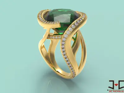 0215 - Beautiful Emerald Stone Antique Ring 3D print model