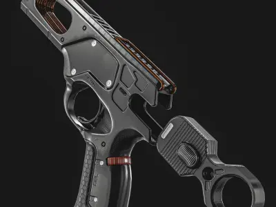 Sci-Fi Laser Plasma Pistol  Low-poly 3D model