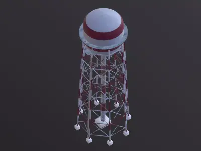 Industrial Water Tower Airport Low-poly 3D model