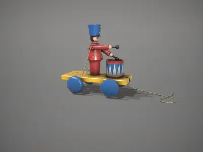 Red Drummer Boy Toy Low-poly 3D model