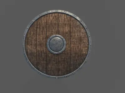 Wooden Vikings Shield  Low-poly 3D model