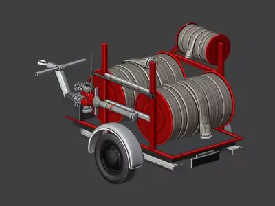 Feuerwehr Schlauchanhaenger Low-poly 3D model