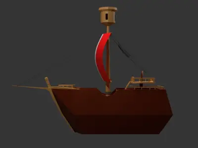 Stylized ship Low-poly 3D model