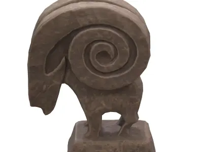 Ram abstract wood statue Low-poly 3D model