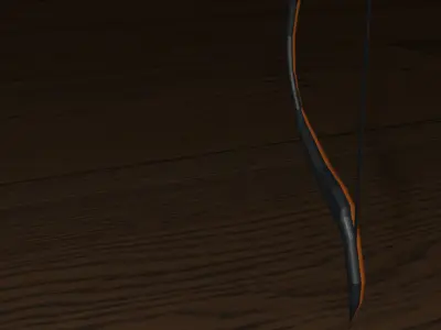 Stylized Wooden and Black War Bow - Low Poly 3D Model Free low-poly 3D model