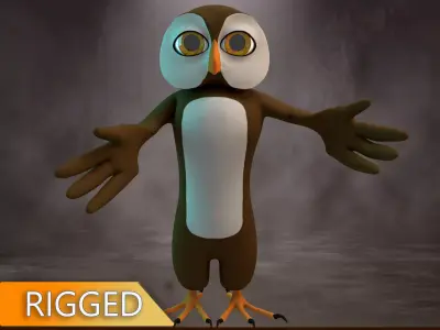 Stylized Owl Rigged Low-poly 3D model