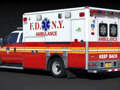 Ambulance EMS FDNY  Low-poly 3D model