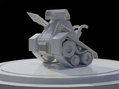 Low Poly Tank With Missile Low-poly 3D model