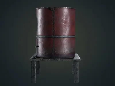 Hand Made Furnace Low-poly 3D model